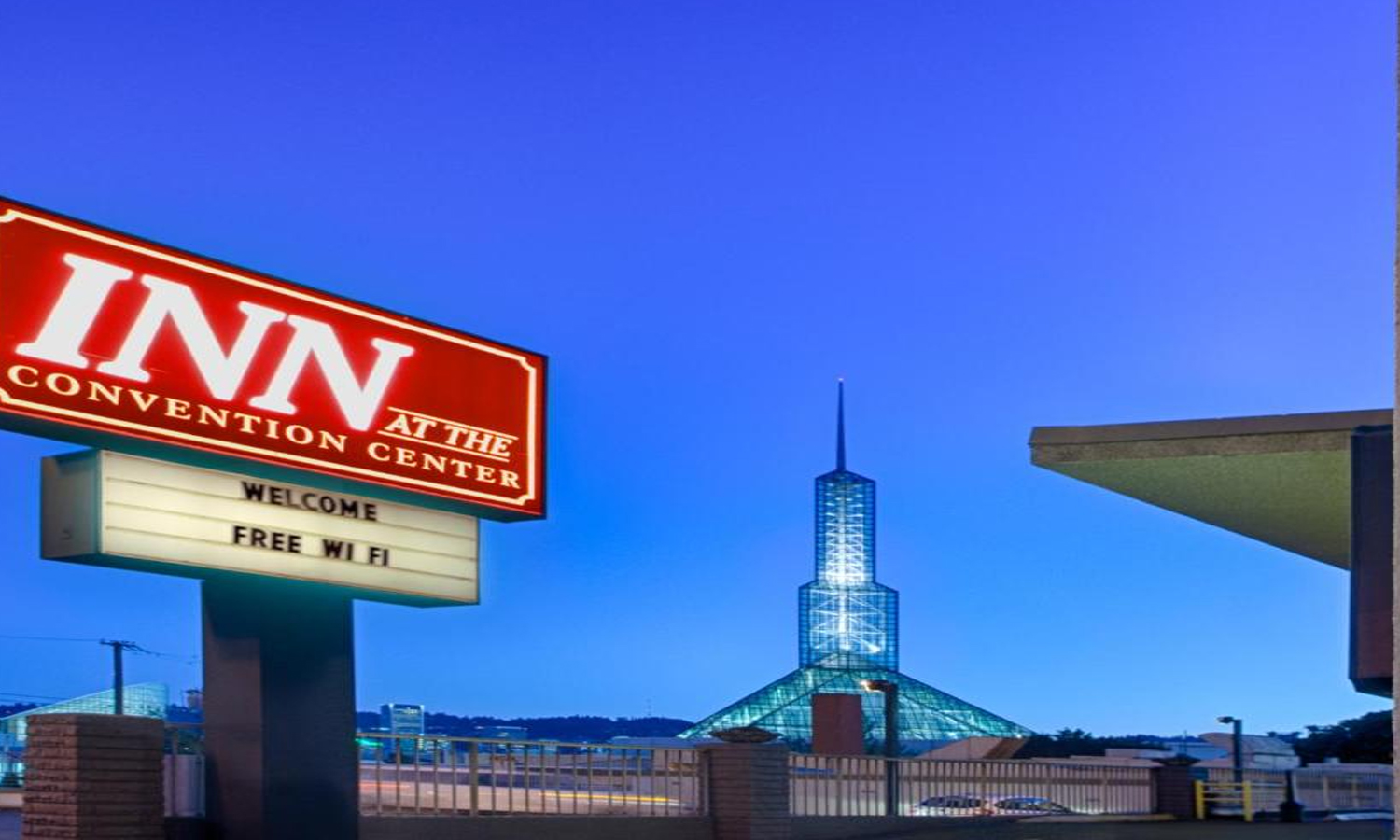 Hotel exterior and guest amenities